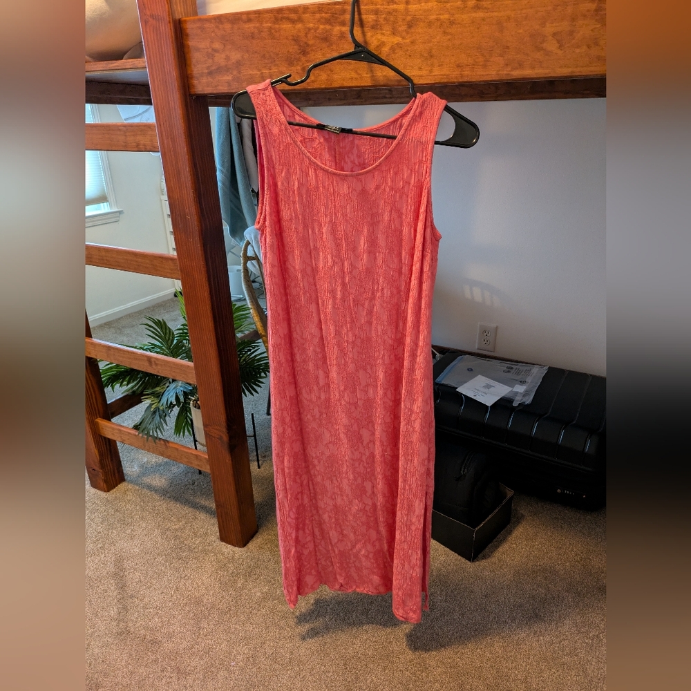 Connected Apparel Coral Sleeveless Midi Dress